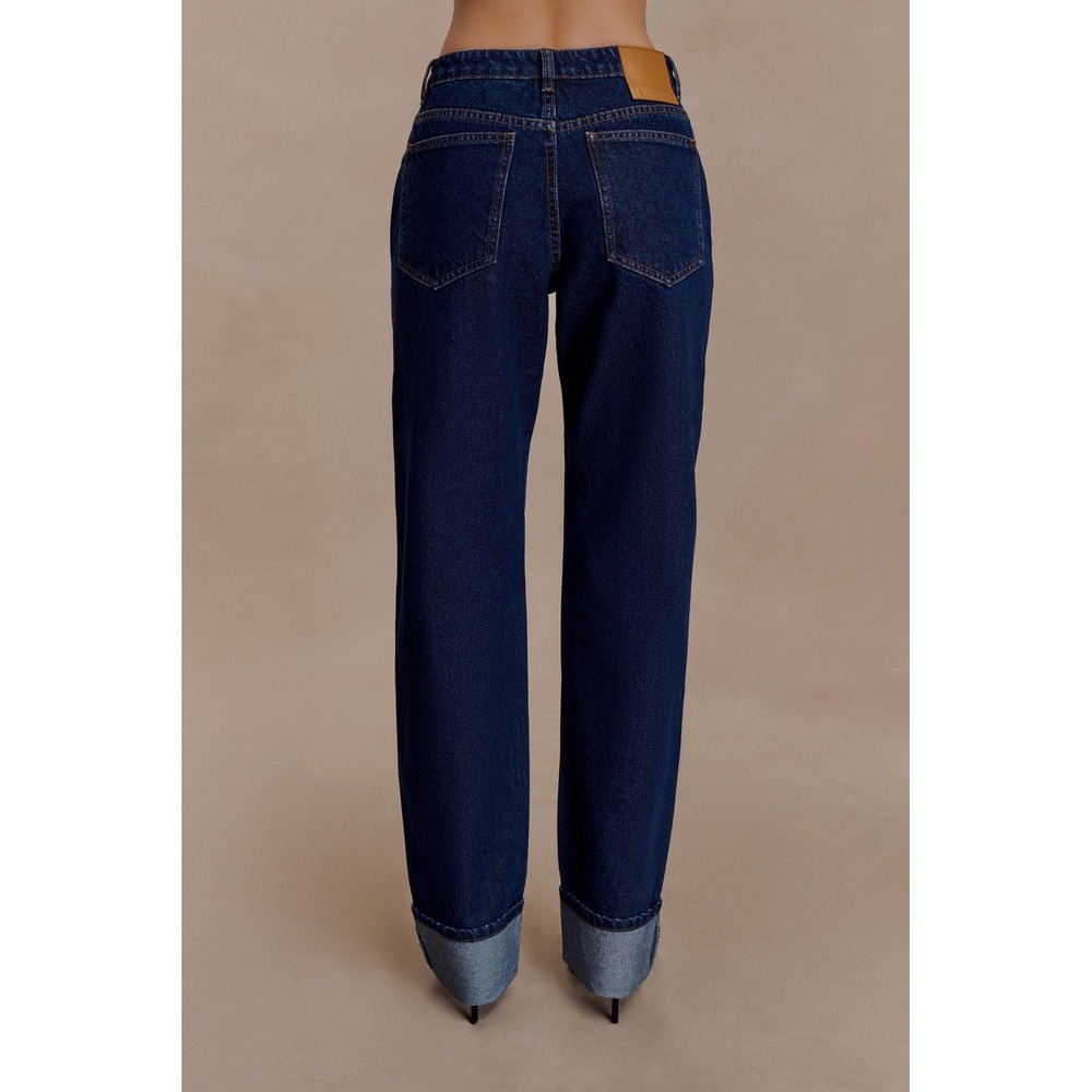 Meshki Straight Leg Jeans Kirralee Indigo Blue 8 Cuffed High Rise Denim Capsule